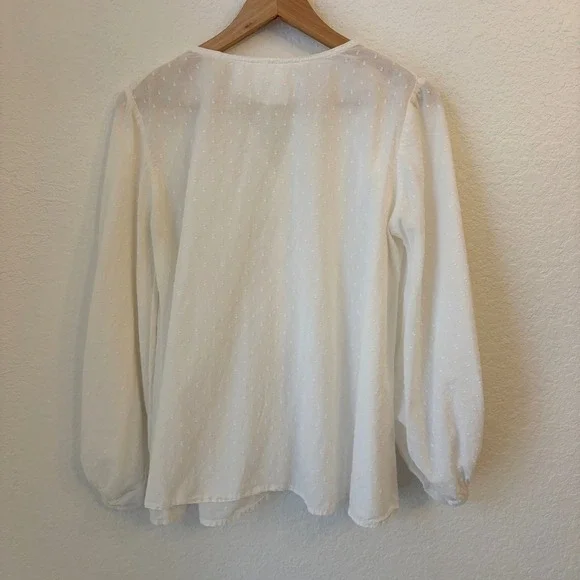 Emerson Fry India Collection Swiss Dot Blouse S Cottage Peasant Boho Coastal - Picture 9 of 11